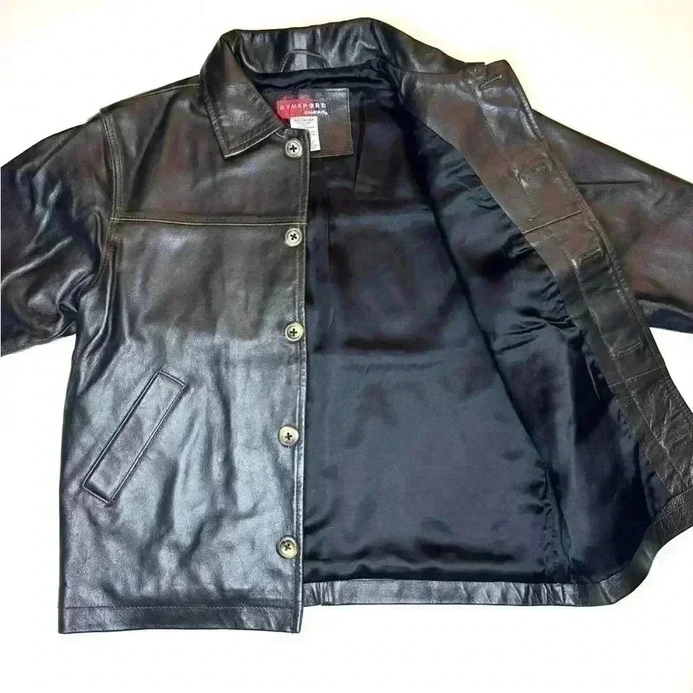 Gymsport Gymboree 100% Leather Dark Brown Fully Lined Jacket Youth 3 4 years M